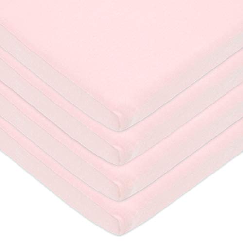 Image of American Baby Company 100% Natural Cotton Jersey Knit 18 inch x 36 inch Cradle /Bassinet Sheet - Fitted, Pink, Soft Breathable, for Girls (Pack of 4)