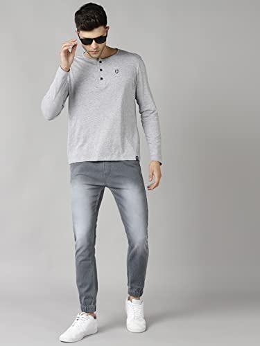 Image of Urbano Fashion Men's Solid Henley Neck Slim Fit Full Sleeve Cotton T-Shirt