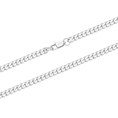 Casxyue Cadena de Plata 925 Cubana Para Hombre 5/7/9mm Ancho Cadena Collar Hombre 45-65cm de Longitud Opcional (7mm-Cubana, 45 Centímetros)