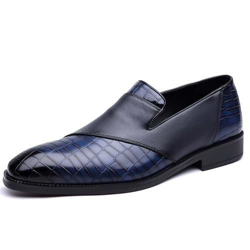 Men's Uniform Dress Shoes Classic Business Casual Formal Walking Office Suit Work Oxford Leather Shoes, Non-Slip Comfortable, Breathable Soft, Blue