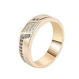 💕 【Anillo de oro amarillo de 14 quilates】Garantizamos que nuestro elegante anillo está hecho de auténtico oro amarillo de 14 quilates. (Sólido! No chapado. Este anillo de boda de diamantes para él puede estar contigo toda la vida.