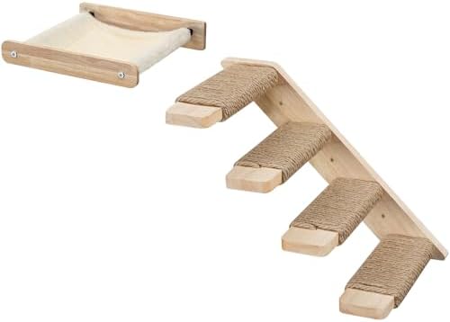 HOOBRO Cat Wall Shelf Set of 2, Wall Mounted 4-Level Cat Steps wi...