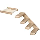 HOOBRO Cat Wall Shelf Set of 2, Wall Mounted 4-Level Cat Steps with Jute Scratching Steps, Hammock Wall Mounted, Holds up to 40 lb, Cat Wall Furniture, for Playing, Natural NL41CS03