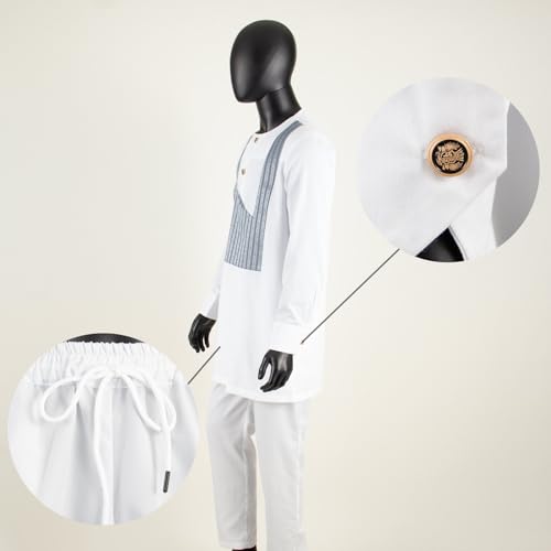 African Clothing for Men Dashiki Outfits O-Neck Shirt Pants 2 Pcs Set Causal Bazin Riche Attire Wedding4