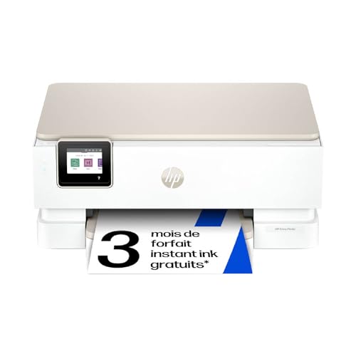 HP Envy Photo Envy 7230, B63JVB, Imprimante Tout-en-Un, Jet d'encre, Couleur, 3 Mois d’Instant Ink Inclus, Copie, Scan, Photo, WiFi, Blanche et Beige