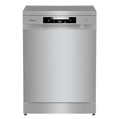 Hisense HS642C60X - Lavavajillas Independiente,Capacidad 14 Servicios, 60cm, Auto Dry Apertura de Puerta Automática, Control Táctil, Inicio Diferido y Lavado Rápido,Media Carga, Libre instalación Inox