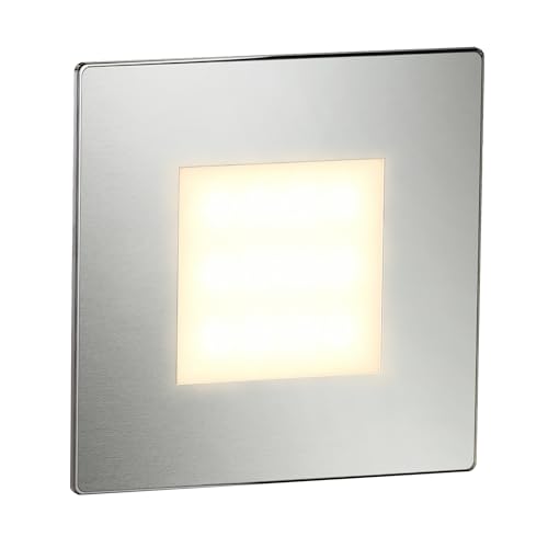 ledscom.de Lámpara LED para escaleras/plafón empotrable FEX para interiores y exteriores, angular, acero inoxidable, 85 x 85 mm, blanco cálido
