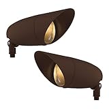 DYSMIO Wired Line Voltage LED Outdoor Landscape Flood Lights for Garden and Yard, Non-Solar Powered Bright Security Landscaping Light - Bronze - Large - Pack of 2