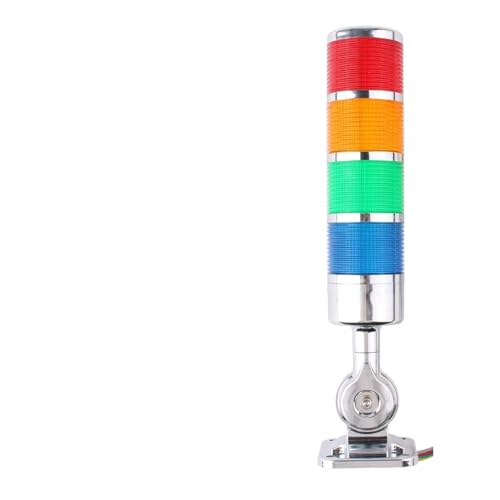 4 Layers Stack Light Red Warning Industrial for Machine Steady Flashing LED(Silver12V-24V)