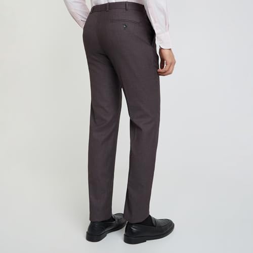 Image of Park Avenue Men's Regular Fit Mid Rise Solid Pattern Poly Viscose Blend Flat Front Formal Trouser