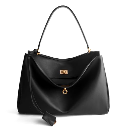 Image of hedexe Genuine Leather Tote Bag for Women: Soft Cowhide Shoulder Handbags for Ladies - Satchel Purse for Travel Work(Large)