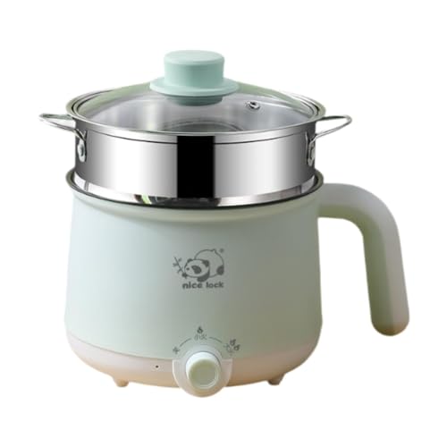 Electric Hot Pot Electric Rice Cooker Multifunctional Stainless Steel Noodles Cooker Mini Travel Cooker for Soup Fry Porridge, steel steamer