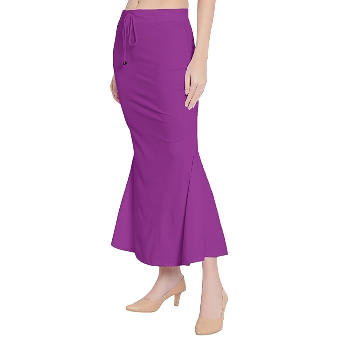 Image of Saree Shapewear Petticoat for Women Cotton Blended Lycra Shaper Petticoat with Elastic & Lace (Drawstring) Long Under Skirt Fishcut Wrinkle Free Shapewear