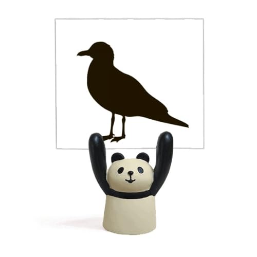 Support pour mémo noir cadeau original motif panda et oiseau