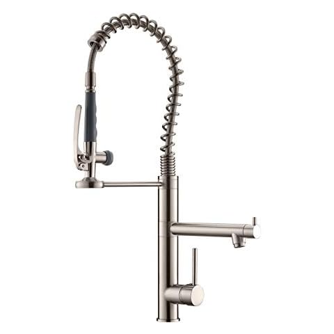 Commercial Kitchen Faucet with Pull Down Sprayer,Modern Single Handle High Arch Pre-Rinse Spring Kitchen Sink Faucet,Brushed Nickel Cover