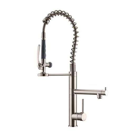 Commercial Kitchen Faucet with Pull Down Sprayer,Modern Single Handle High Arch Pre-Rinse Spring Kitchen Sink Faucet,Brushed Nickel