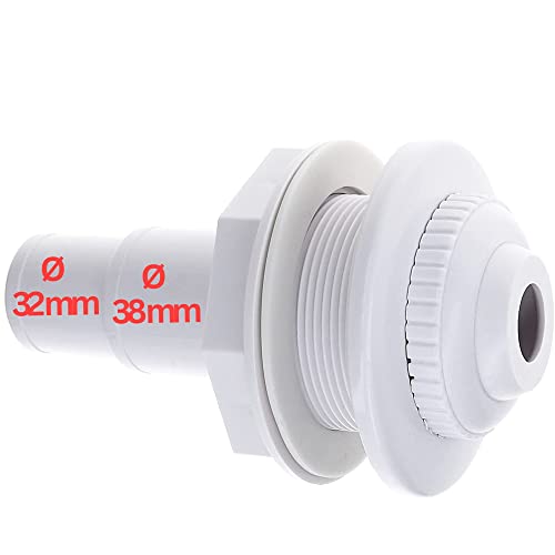 Amapool Inlet Nozzle 14 cm I Inlet Nozzle for Pool with Hose Nozzle 38/32 mm I Standard Pool Inlet Nozzle I Pool Nozzle Adjustable Nozzle I 32 mm and 38 mm Hose Connection I 14 cm Long