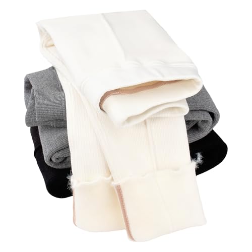 Looching Baby Girls Cotton Footless Tights Fleece Lined Leggings Full Length Ankle Pants Winter Thick Stockings