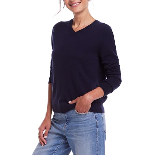 Weatherproof Vintage Women's Lightweight 100% Pure Thin Cashmere Sweater, Long Sleeve Sweatshirt, Casual Soft Pullover(XS-XL)