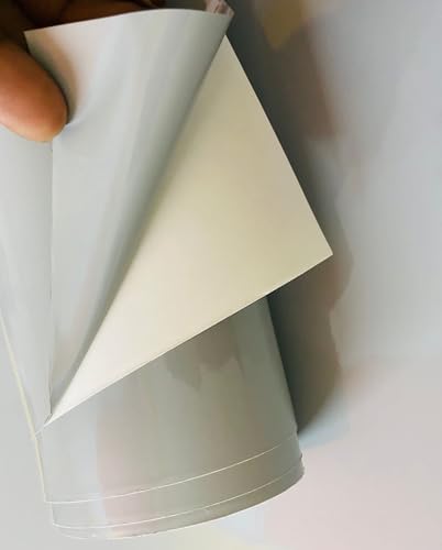 Image of HOME13 Light Grey Glossy Wallpaper Peel & Stick Wallpaper Self - Adhesive Removable Vinyl Wallpaper for Kitchen Cabinet Furniture Countertop Waterproof Wallpaper (12x84 Inch)