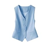 2026 Chaleco Mujer Trajes Elegante Chaleco Campero Chaleco sin Mangas Mujer con Cuello en V de Esmoquin Chalecovintage S-3XL (BU2, XXXL)