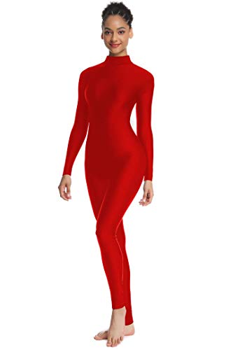 OVIGILY Adult High Neck Long Sleeve Dance Unitard for Women Bodysuits Full Body Leotard Spandex Catsuit