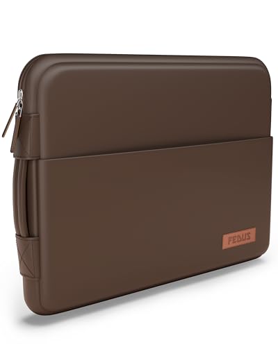FEDUS ORO Premium Vegan Leather Laptop Sleeve Bag Case 14.0 inch, Shockproof Office Laptop Cover Pouch Carrying Bag with Accessory Pocket & Handle for MacBook, HP, Dell, Lenovo, Asus for Men & Women