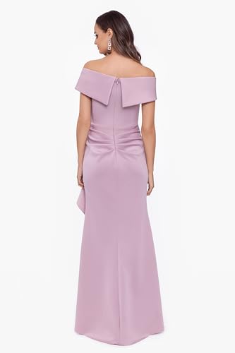 Image of Xscape Women's Long Off-the-Shoulder Sweetheart Neckline Formal Evening Gown with Ruching and Draped Ruffle Detail