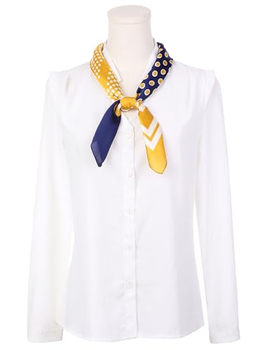 Women Contrast Color Polka Dots Printed Scarf, 27.6x27.6 Square Satin Symmetrical Neck Scarves Neckerchief2