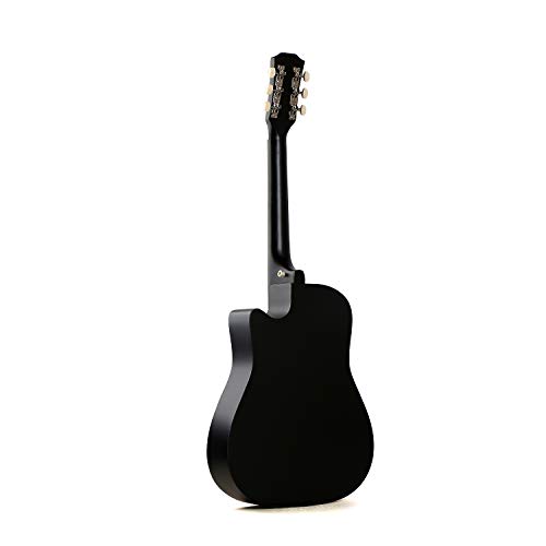 Image of Intern 38 Inch Acoustic Guitar for Beginners with Bag, Strap, Strings, Picks & Winder | Cutaway Design | Steel String Guitar for Kids & Adults (Black)