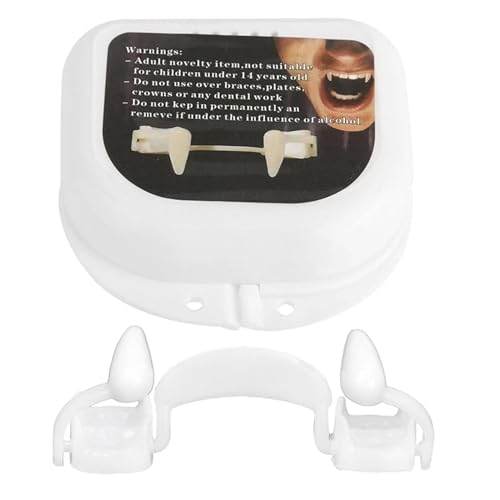 Acunny Dents de vampire rétractables, dents de vampire d'Halloween, dents de vampire réutilisables, dents de vampire rétractables, en silicone souple et...