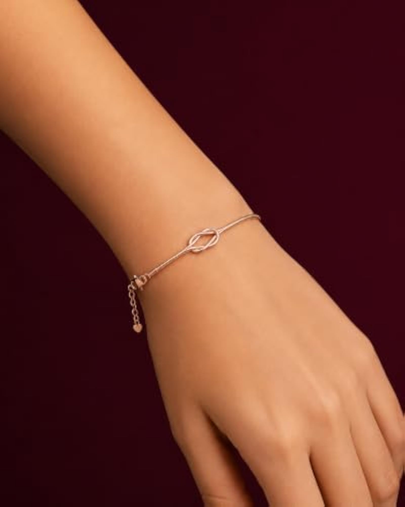 Women's Rose Gold-Tone Plated Infinity Knot Bracelet, Adjustable