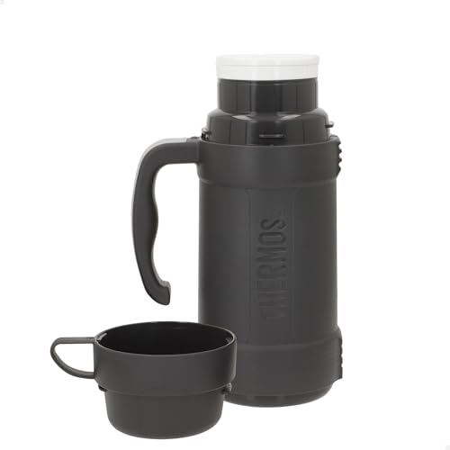 THERMOS Botella térmica, Gris, 500 ml, 15x10x24 cm, Incluye Taza, Asa ergonómica, Aislamiento Doble Pared, Rendimiento térmico 12 Horas Calor, 24 Horas frío, Botellas Termo (63209)