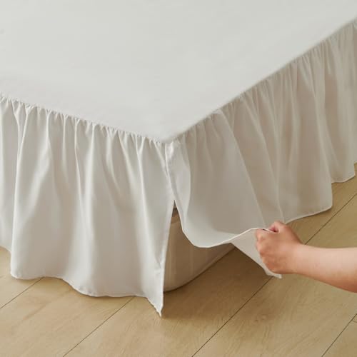 Bed Skirt Full Size Ruffled Bed Skirt with Split Corners, Full Bed Skirts 18 Inch Drop with Platform, White, 18'' Full