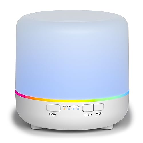 Aroma Diffusers 200ml Colorful Essential Oil Diffuser with Adjustable Mist Mode,Auto Off Aroma Diffuser for Bedroom/Office/Trip