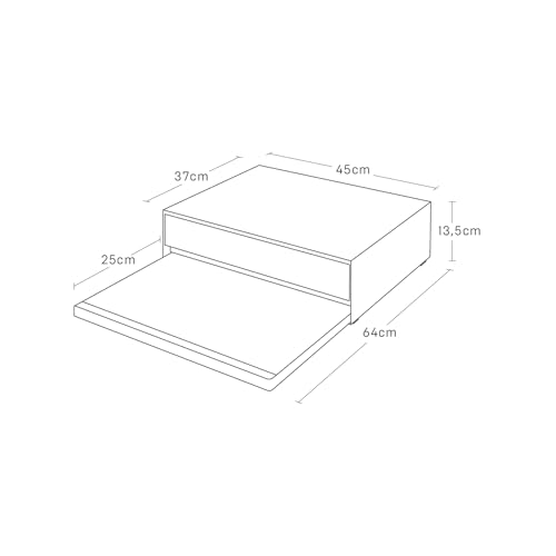 Yamazaki 2008 Tower Sliding Countertop Tray with Drawer, Black, Steel/Polypropylene/Silicone, 45 x 39.3~64 x 13.5 cm