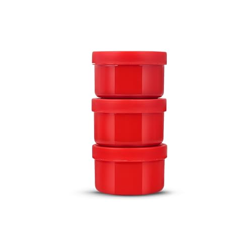 Image of TWIN BIRDS Eco Fresh Air Tight Lunch Box Plastic 3 Container Lunch Box Odour Free Leakproof Multipurpose Lunch Box with Bag (Red)