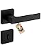 Produktbild Gedotec Türgriffe schwarz | 1 Set Premium Türklinke schwarz mit moderner Buntbart (BB) Rosette | Hochwertige Türgarnitur schwarz matt | PUSH 1317 door handle black | Türgriff eckig für Innentüren