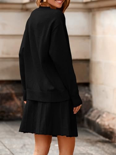 Tankaneo Womens 2 Piece Skirt Sets Pullover Sweaters Pleated Mini Skirt Fall Winter Knit Trendy Sweater Sets4