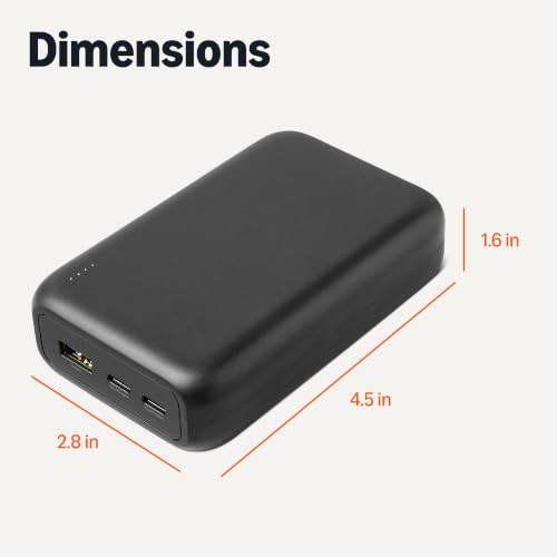 Image of Amazon Basics High-Capacity Portable Charger Power Bank with 3-Port Output, 20,000 mAh, Black
