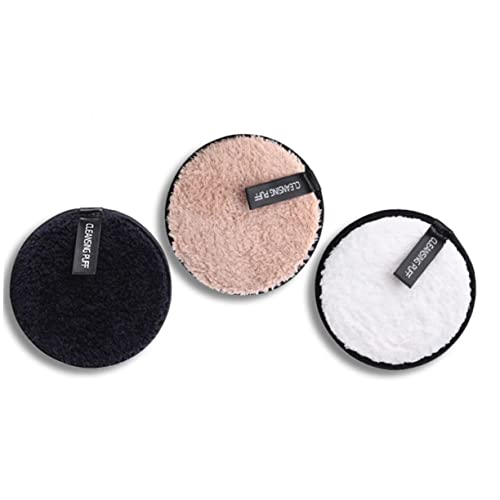 LIFKOME 3Pcs Makeup Remover Puff Towels Dual Sided Cloths for Deep Cleansing Effortlessly Remove Makeup with Coffee Black