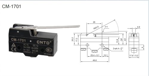 Microinterruptor de límite CM-1701 con alta resistencia impermeable de 10A 3