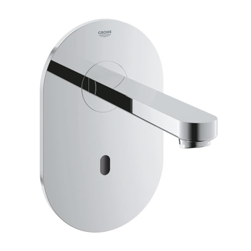 Grohe 36273000 Euroeco Cosmo E Rubinetto Elettronico con Fotocellula per Lavabo, Installazione a Parete, Cromo