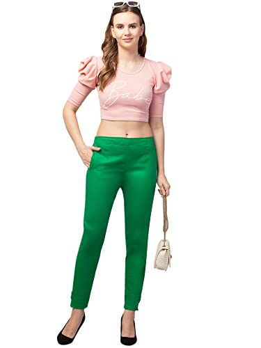 Image of Qute Women's Regular Fit Cotton Blend Casual Trousers (Pack of 1)