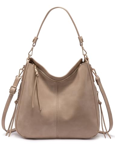 Image of Realer Hobo Crossbody Bags for Women Designer Faux Leather Hobo Handbags Retro Large Size Shoulder Bag Bucket Purse