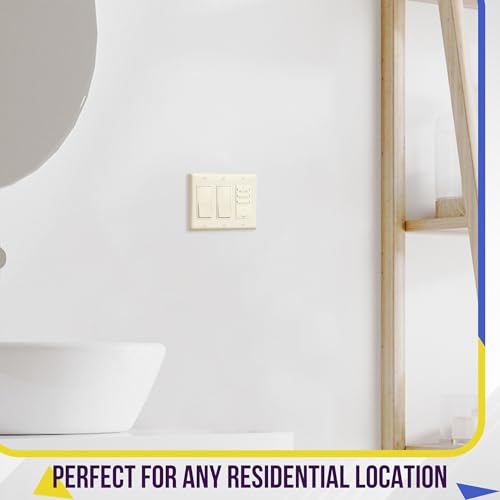 Image of ENERLITES Decorator Light Switch or Receptacle Outlet Wall Plate, Gloss Finish, Size 3-Gang 4.50 inch x 6.38 inch, Polycarbonate Thermoplastic, 8833-LA, Light Almond