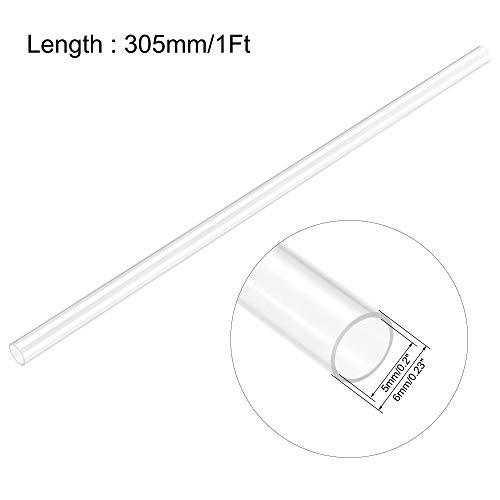 Uxcell A20091100UX0276 Clear Rigid Tubing 5Mm(3/16'') Id X 6Mm(1/4'') Od X 1Ft Length Round Plastic Polycarbonate Tube thumb #1