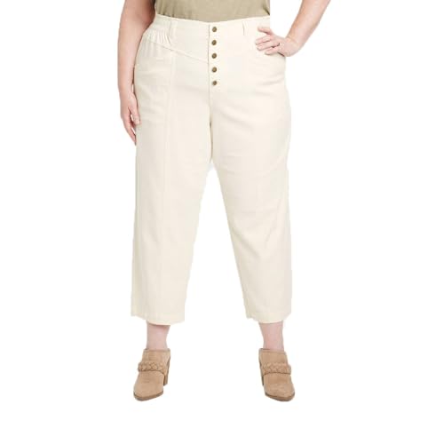 Knox Rose Women's Mid-Rise Tapered Fit Cargo Pants - (US, Alpha, Large, Regular, Regular, Egret Off-White)3