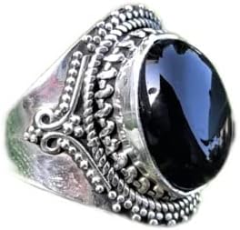 Natural Black Onyx Gemstone Ring Oval Stone Ring Handmade Ring Cabochon Ring Statement Ring Boho Ring Healing Crystal Ring Bridesmaid Gift Ring Best Gifts Forever Trendy Ring Black Onyx Jewelry