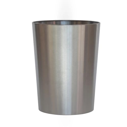 KIUHSFE Brushed Nickel Metal Bathroom Wastebasket, 2.2 gal